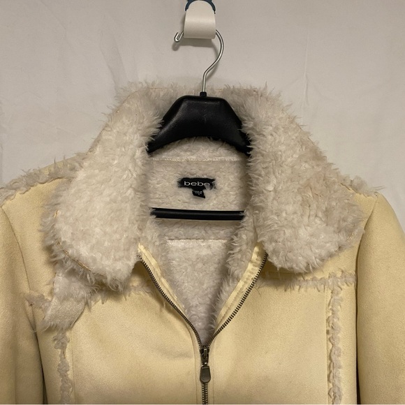 BEBE Faux Suede Sherpa Cropped Jacket - Picture 4 of 8